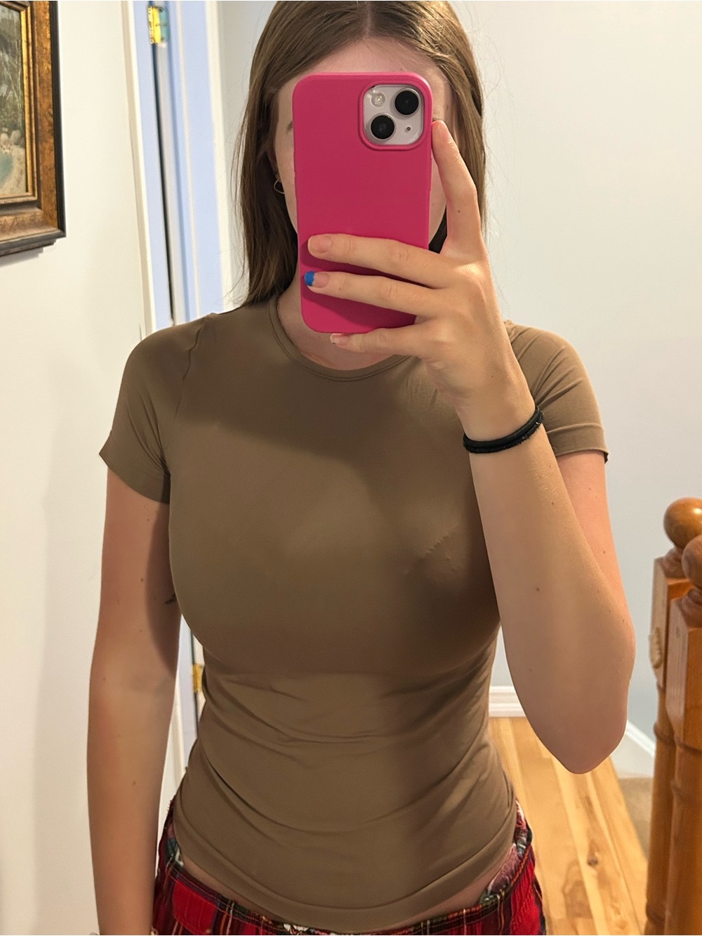 Women's Short-Sleeve Crewneck Top in Beige